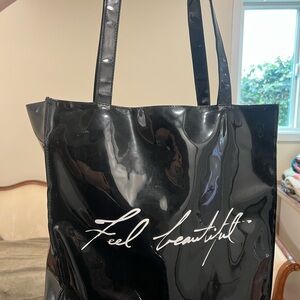 White House Black Market Glossy Black Tote